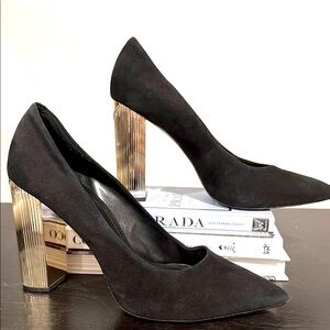 MICHAEL Michael Kors Black Heels with Gold Accents